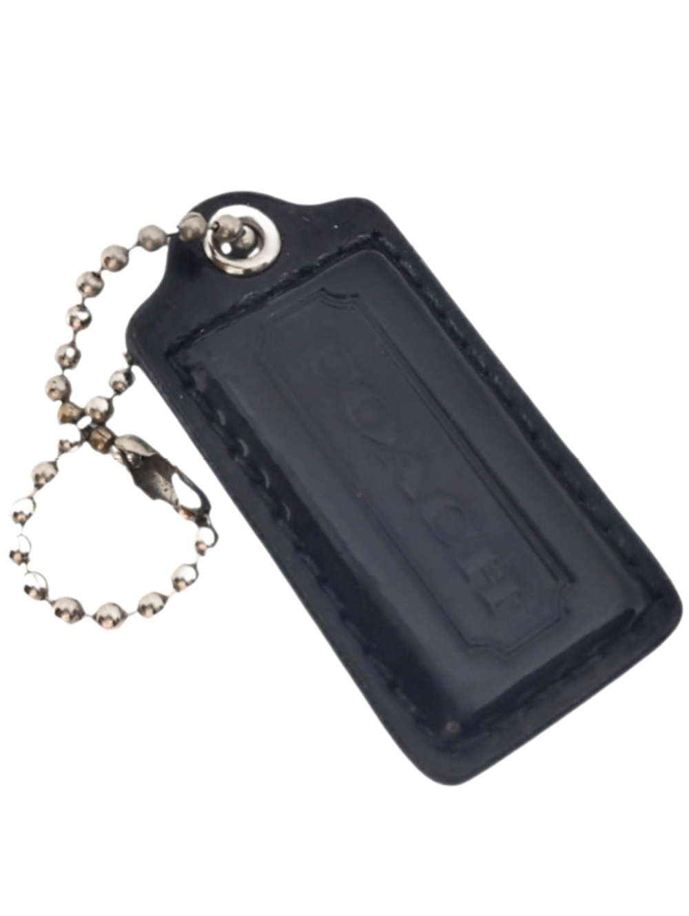🖤 2" Y2K Coach Black Pat Leather Hangtag Bag Fob Purse Charm Keychain Pendant
